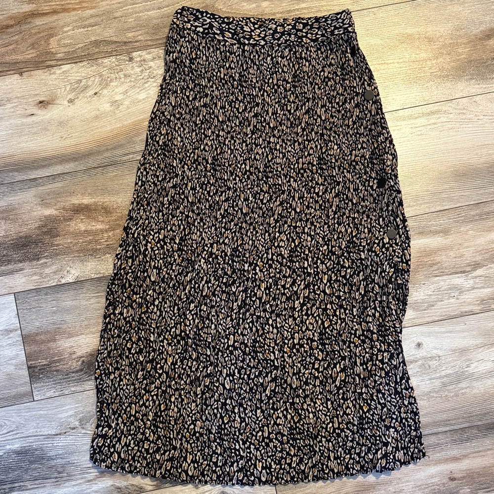 Topshop Black and Tan Midi Skirt